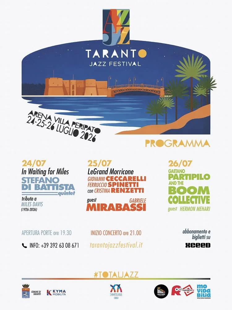 Taranto Jazz Festival 2026: guida alle tre serate all'Arena Villa Peripato